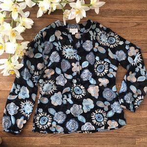 LOFT | Floral Half Button Down Top